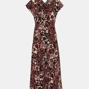 MaxMara Burgundy and Cream Floral Maxi Dress